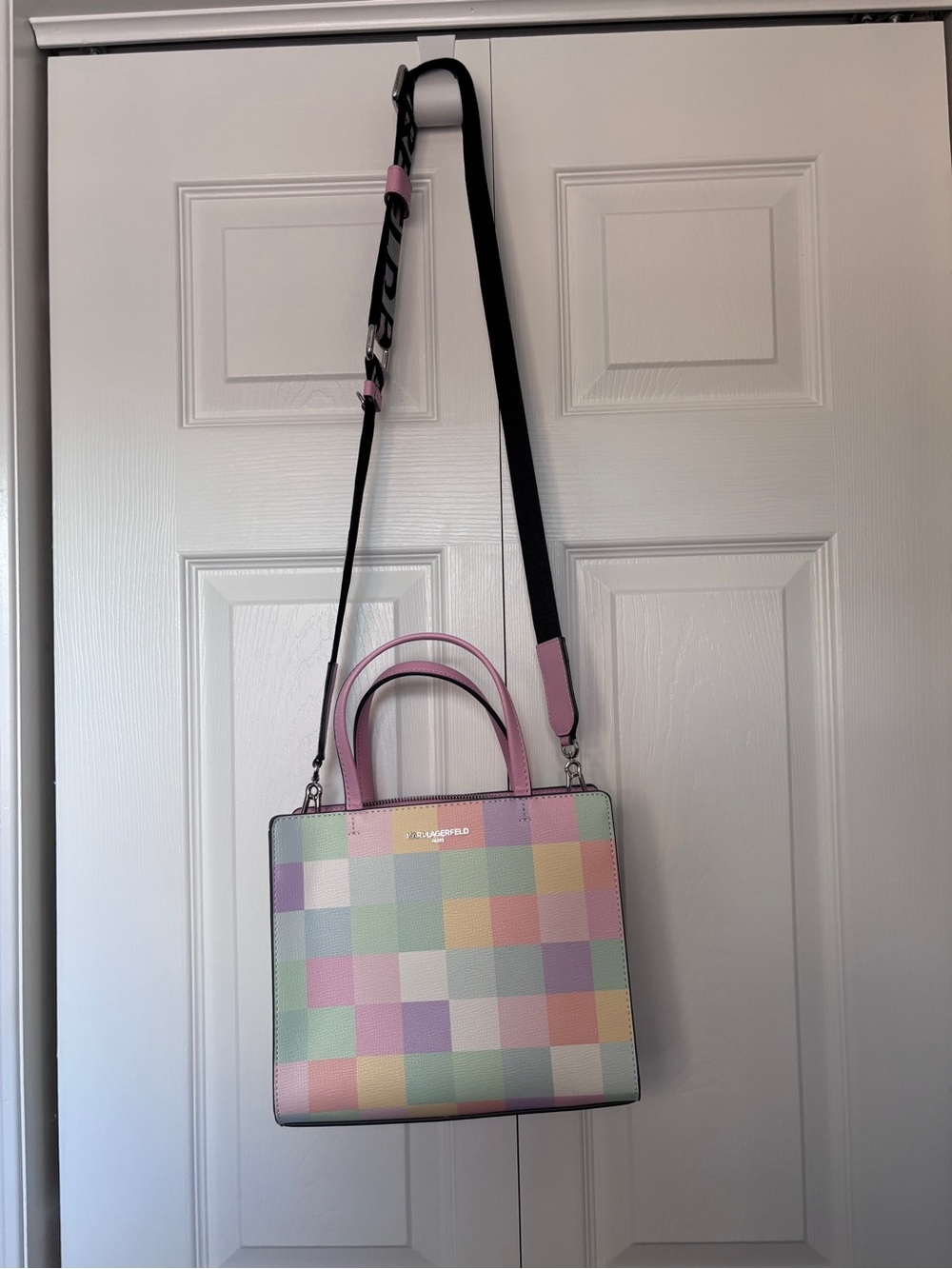 Karl Lagerfeld Pastel Checkered Mini Tote